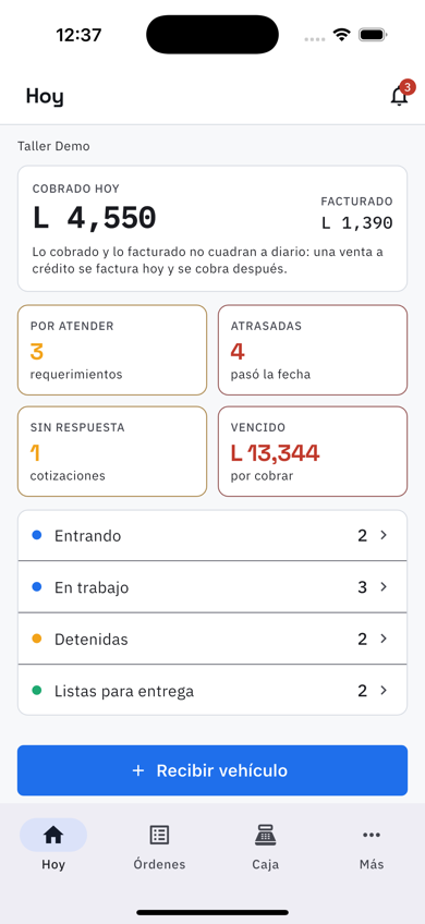 Bandeja de órdenes en el teléfono